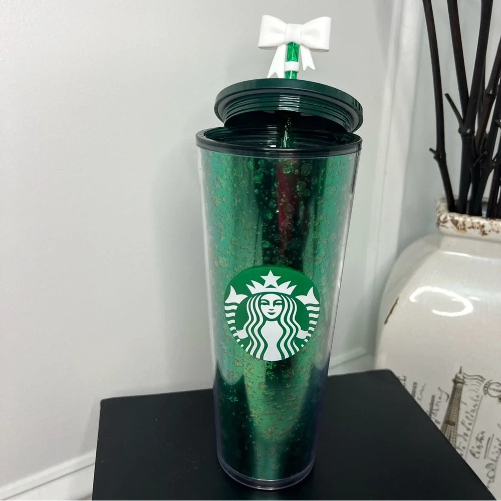 Starbucks 2019 Holiday Season Mercury Glitter Green Venti Tumbler 24 OZ